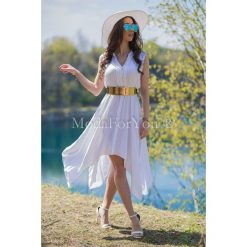 Sukienka Imperia White. Białe sukienki damskie Modaforyou, na co dzień, s, w paski, z lyocellu, z asymetrycznym kołnierzem, bez rękawów, asymetryczne. Za 79,00 zł.