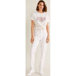 Mango - Top Admire. Szare topy damskie Mango, l, z nadrukiem, z bawełny, z okrągłym kołnierzem. Za 59,90 zł.