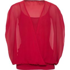 Bluzka shirtowa bonprix pomarańczowo-czerwony. Czerwone koszulki damskie bonprix, bez wzorów, z szyfonu, bez kołnierzyka, bez rękawów. Za 84,99 zł.