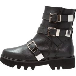 Botki damskie lity: Bronx Botki kowbojki i motocyklowe black/silver