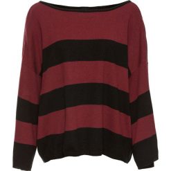Sweter oversize "boxy" bonprix czarno-czerwony klonowy. Czarne swetry damskie marki bonprix, w paski, bez rękawów, bez kaptura. Za 29,99 zł.