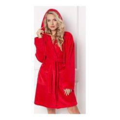 Szlafrok Betty Red. Czerwone szlafroki damskie Aruelle, bez wzorów, z tkaniny, bez rękawów, bez kaptura. Za 162,90 zł.