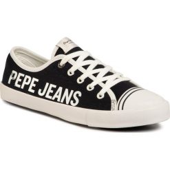 Trampki PEPE JEANS - Gery Branding PLS30954 Navy 595. Czarne półbuty damskie Pepe Jeans, na co dzień, bez wzorów, z jeansu, bez obcasa, na płaskiej podeszwie, bez zapięcia. Za 209,00 zł.