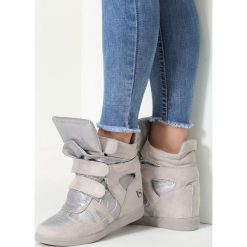 Szare Sneakersy Miss Good. Szare koturny damskie Inny, bez obcasa, na platformie, na rzepy. Za 69,99 zł.