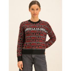 Sweter Guess Ursula W01R81 Z2M70. Czarne swetry damskie Guess, xs, z aplikacjami, z wiskozy, klasyczne, bez rękawów, bez kaptura. W wyprzedaży za 289,00 zł.