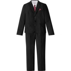 Garnitur + koszula + krawat (4 części) bonprix czarno-biały. Czarne koszule chłopięce marki bonprix. Za 199,99 zł.