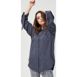 Koszula typu oversize. Niebieskie koszule damskie Moodo, m, w paski, z wiskozy, bez kołnierzyka, z długim rękawem. Za 79,99 zł.