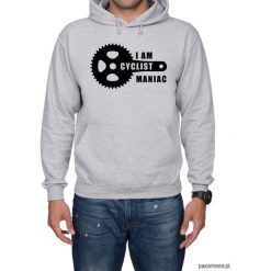 Bluza męska z kapturem kangur Maniac. Szare bejsbolówki męskie Pakamera, m, z nadrukiem, z kapturem. Za 149,00 zł.