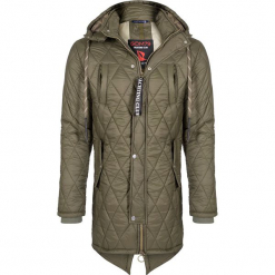 Płaszcz zimowy w kolorze khaki. Brązowe płaszcze na zamek męskie Giorgio di Mare, na zimę, m, z materiału. W wyprzedaży za 347,95 zł.