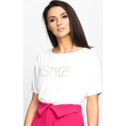 Biały T-shirt Prominent. Białe bluzki damskie marki Born2be, l. Za 19,99 zł.