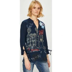 Desigual - Koszula. Niebieskie koszule damskie Desigual, s, bez wzorów, z bawełny, bez kołnierzyka, z długim rękawem. W wyprzedaży za 199,90 zł.