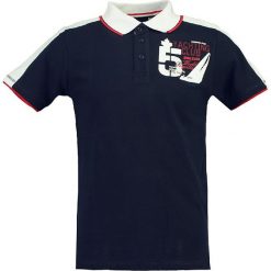 Koszulka polo w kolorze granatowo-białym. Niebieskie koszulki polo męskie Canadian Peak, s, w paski, z bawełny, polo, bez rękawów. W wyprzedaży za 98,95 zł.