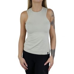 GymHero Tank TOP-NUDE t-shirt damskie beżowe S. Brązowe bluzki dziewczęce Gym Hero, z napisami, z elastanu, z klasycznym kołnierzykiem, bez rękawów, bez kaptura. Za 99,99 zł.