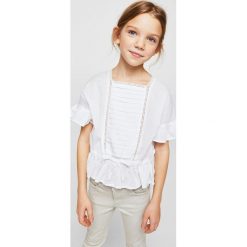 Mango Kids - Top dziecięcy Ale 110-164 cm. Szare bluzki dziewczęce marki Mango Kids, z bawełny. W wyprzedaży za 49,90 zł.