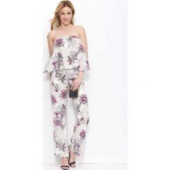 Beżowy Kombinezon w Kwiaty z Odkrytymi Ramionami Wzór 3. Brązowe kombinezony damskie marki Molly.pl, s, w kwiaty, eleganckie, bez kołnierzyka, bez rękawów, długie. Za 159,90 zł.