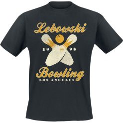 The Big Lebowski Bowling LA T-Shirt czarny. Czarne koszulki męskie The Big Lebowski, xl, z nadrukiem, z okrągłym kołnierzem. Za 89,90 zł.