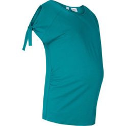 Shirt ciążowy z wycięciami na ramionach bonprix kobaltowo-turkusowy. Niebieskie koszulki damskie bonprix, bez wzorów, bez kołnierzyka, bez rękawów. Za 34,99 zł.