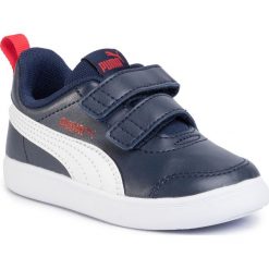 Sneakersy PUMA - Courtflex V2 V Inf 371544 01 Peacoart/High Risk Red. Niebieskie trampki chłopięce Puma, bez wzorów, ze skóry ekologicznej, na rzepy. Za 129,99 zł.