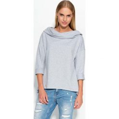 Szara Bluza z Szerokim Kapturem. Szare bluzy damskie Molly.pl, s, bez wzorów, z jeansu, bez rękawów. Za 86,90 zł.