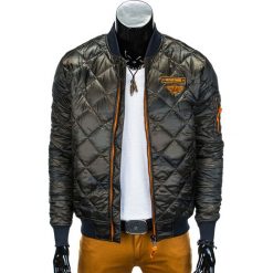 KURTKA MĘSKA WIOSENNA PIKOWANA C317 - MORO. Szare kurtki męskie Ombre Clothing, s, moro, z poliesteru, eleganckie, bez kaptura. Za 59,00 zł.