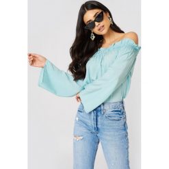 Rut&Circle Top z odkrytymi ramionami Venda - Green,Blue. Niebieskie topy damskie Rut&Circle, bez wzorów, z tkaniny, bez kołnierzyka. W wyprzedaży za 48,78 zł.
