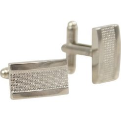 Srebrne Eleganckie Spinki do Mankietów -Chattier- Męskie, Gruby Pasek z Drobnym Wzorem SPMCHBASIC0086. Szare paski męskie Chattier, w paski, eleganckie. Za 33,00 zł.