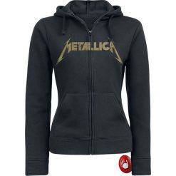 Bluzy damskie: Metallica Hetfield Iron Cross Guitar Bluza z kapturem rozpinana damska czarny