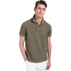 Koszulka polo w kolorze khaki. Brązowe koszulki męskie Polo Club Men, m, z haftami, z bawełny, polo, bez rękawów. W wyprzedaży za 102,95 zł.