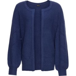 Sweter rozpinany ażurowy bonprix kobaltowy. Niebieskie swetry damskie bonprix, bez wzorów, eleganckie, bez rękawów, bez kaptura. Za 44,99 zł.