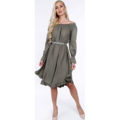 Khaki sukienka na co dzień 19490. Brązowe sukienki damskie Fasardi, na co dzień, s, bez wzorów, bez kołnierzyka, bez rękawów. Za 79,00 zł.