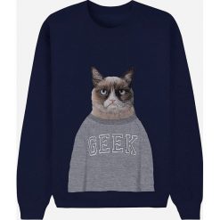 Bluza "Grumpy Cat" w kolorze granatowym. Niebieskie bluzy damskie Wooop, s, bez wzorów, bez rękawów, bez kaptura. W wyprzedaży za 87,95 zł.