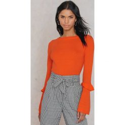 Swetry klasyczne damskie: Trendyol Sweter z rozszerzanym rękawem z falbanką – Orange