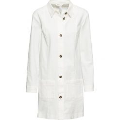 Wdzianko "oversize" bonprix biel wełny. Białe żakiety damskie bonprix, bez wzorów, z wełny. Za 129,99 zł.