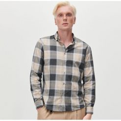 Koszula slim fit w kratę - Beżowy. Brązowe koszule męskie Reserved, s, bez wzorów, bez kołnierzyka, bez rękawów. Za 89,99 zł.