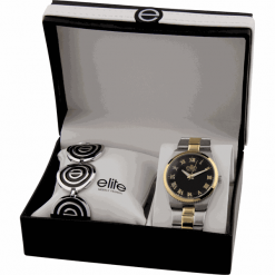 Elite Models zestaw podarunkowy damski - zegarek i bransoletka E54364G-303. Żółte bransoletki damskie Elite Models, złote. W wyprzedaży za 239,00 zł.