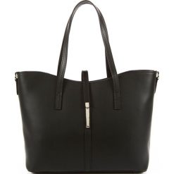 Torebki klasyczne damskie: Skórzana torebka w kolorze czarnym – 40 x 27 x 14 cm