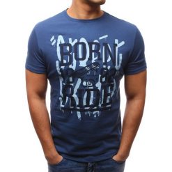 T-shirty męskie: T-shirt męski z nadrukiem niebieski (rx2656)