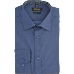 Koszula bexley 2437 długi rękaw slim fit granatowy. Niebieskie koszule męskie Recman, m, bez wzorów, bez kołnierzyka, z długim rękawem. Za 139,00 zł.