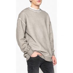 Bluza oversize z okrągłym dekoltem. Brązowe bluzy męskie rozpinane marki La Redoute Collections, l, z bawełny, z długim rękawem, długie. Za 102,86 zł.