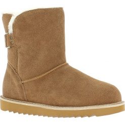 Skórzane botki zimowe "Colorado" w kolorze jasnobrązowym. Pomarańczowe botki damskie Gooce, na zimę, z wełny, bez obcasa, na klamry. W wyprzedaży za 242,95 zł.