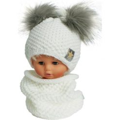 Czapka dziecięca z kominkiem CZ+K 173F biało-szara r. 48-50. Białe czapeczki niemowlęce Proman. Za 62,96 zł.