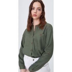 Bluzka z wiskozy - Khaki. Brązowe bluzki damskie Sinsay, xl, bez wzorów, z wiskozy, bez kołnierzyka, bez rękawów. W wyprzedaży za 29,99 zł.