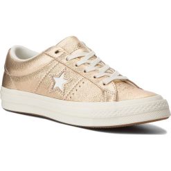 Tenisówki CONVERSE - One Star Ox 161589C Gold/Egret/Egret. Żółte półbuty damskie Converse, bez wzorów, ze skóry, retro, bez obcasa, na płaskiej podeszwie, bez zapięcia. W wyprzedaży za 289,00 zł.