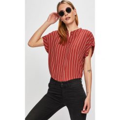 Vero Moda - Koszula. Pomarańczowe bluzki damskie Vero Moda, s, bez wzorów, z elastanu, ze stójką, z krótkim rękawem. W wyprzedaży za 99,90 zł.