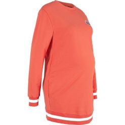 Długa bluza ciążowa bonprix koralowy. Różowe bluzy damskie bonprix, z aplikacjami, z dresówki, z długim rękawem, długie, bez kaptura. Za 89,99 zł.