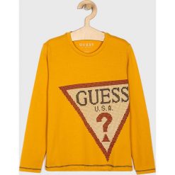 Guess Jeans - Longsleeve dziecięcy 118-175 cm. Niebieskie t-shirty chłopięce Guess Jeans, z nadrukiem, z bawełny, z długim rękawem. Za 89,90 zł.