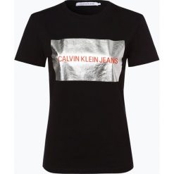 Calvin Klein Jeans - T-shirt damski, czarny. Czarne t-shirty damskie marki Calvin Klein Jeans, m, z napisami, z jeansu, bez kołnierzyka. Za 229,95 zł.