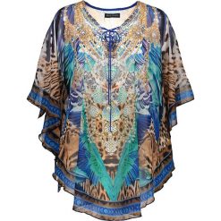 Tunika w kolorze jasnobrązowo-turkusowym. Pomarańczowe tuniki damskie Summer Selection, bez wzorów, bez kołnierzyka, bez rękawów. W wyprzedaży za 85,95 zł.