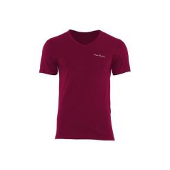 T-shirty męskie: Pierre Cardin T-shirt męski Luca Vneck Bordowy r. L