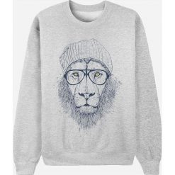 Bluza "Cool Lion" w kolorze szarym. Szare bluzy damskie Wooop, l, z nadrukiem, bez rękawów, bez kaptura. W wyprzedaży za 87,95 zł.